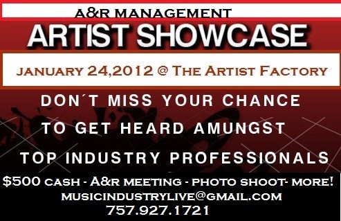 JAN 24TH  A&R Management Artist Showcase @THE ARTIST FACTORY!!