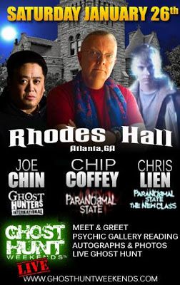 Celebrity Ghost Hunt and Psychic Reading Event Jan 26-27th,5p-Atlanta