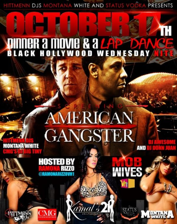 DINNER, MOVIE & DANCE @KAMALS21! SCREENING "AMERICAN GANGSTA" HOSTED BY "MOB WIVES" RAMONA RIZZO!!