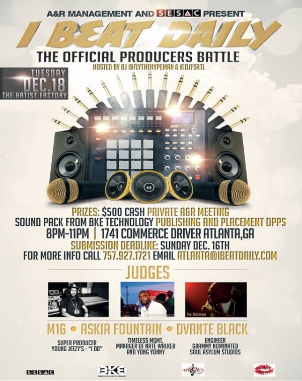DEC 18TH!! "THE "I BEAT DAILY" OFFICIAL PRODUCER BATTLE @THE ARTIST FACTORY!!