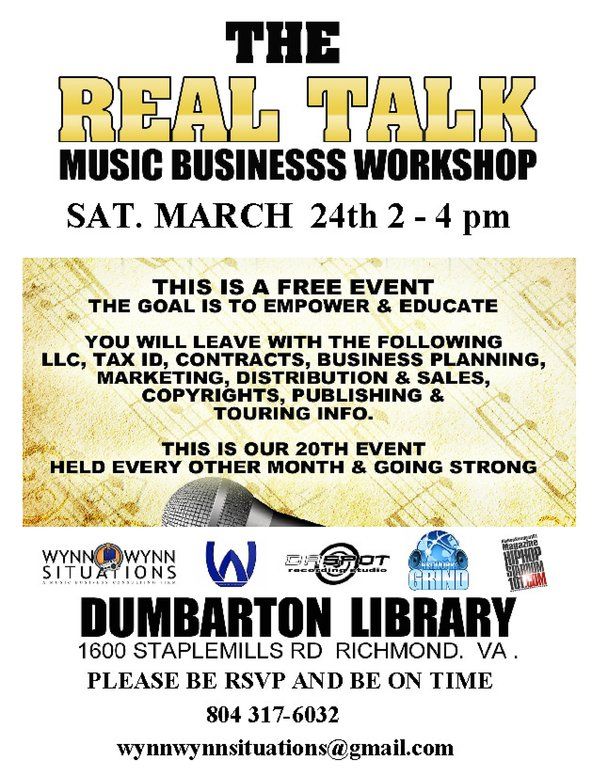 ATTN: Virginia - The Real Talk Music Business Workshop, March 24th