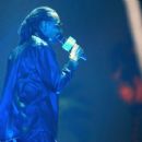 Snoop Dogg performs on stage where he was joined by Pharrell Williams.