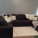 New couch and Pillows ( from At Home) looking for new rug and ottoman