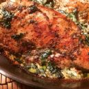 Stuffed Roasted #chicken breast w/ special cheeses, spinach, and artichokes. Top w/ a #Sauvignonblanc lemon #creamcheese sauce.