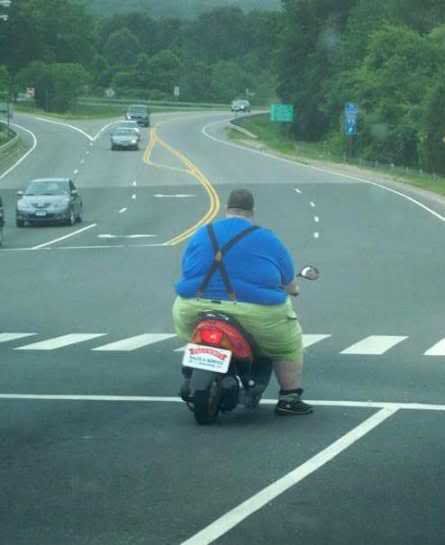 He s giving the shocks on that scooter THE BUSINESS!