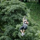 Lala on a zipline during her honeymoon in Costa Rica