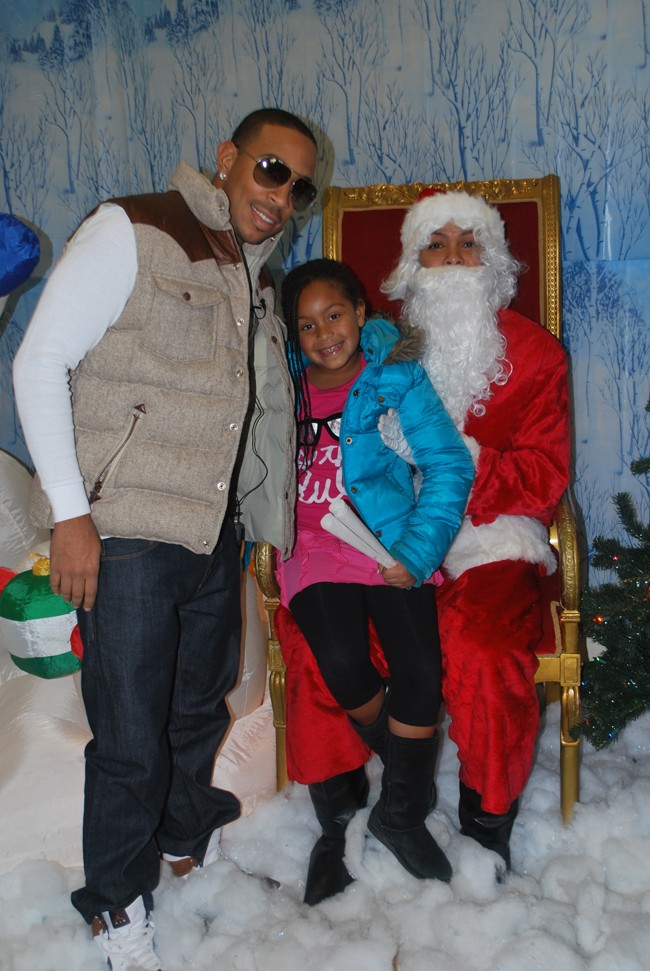 Ludacris and His Daughter, Karma Bridges, with Santa Claus