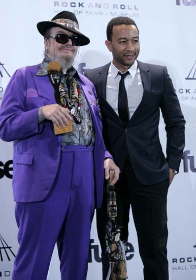Dr. John and John Legend backstage at Rock & Roll Hall of Fame induction ceremony Dr. John and John Legend backstage at Rock & Roll Hall of Fame induction ceremony