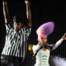 Nicki Minaj during her football skit as part of her performance in the I Am Still Music Tour
