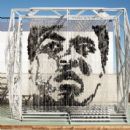 Muhammad Ali artwork made of punching bags