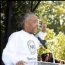 N.A.N. Founder Rev Al Sharpton, who organized the rally and march for jobs, speaks to the crowd