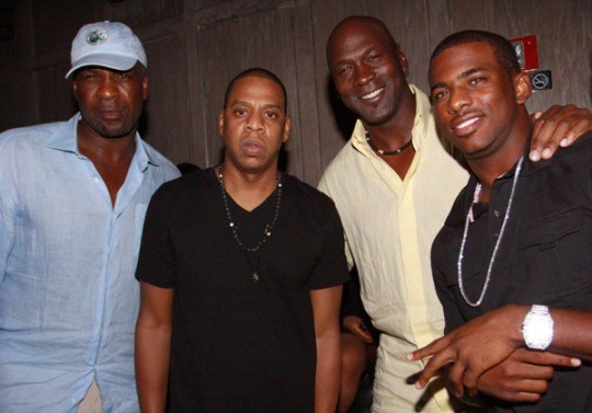 Charles Oakley, Jay-Z, Michael Jordan and Chris Paul