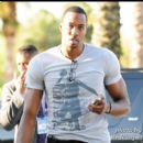 Dwight Howard arrives to the 2012 celebrity game