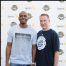 Former NBA Stars Anthony "Penny" Hardaway and Chris Mullin arrive to the celebrity game.