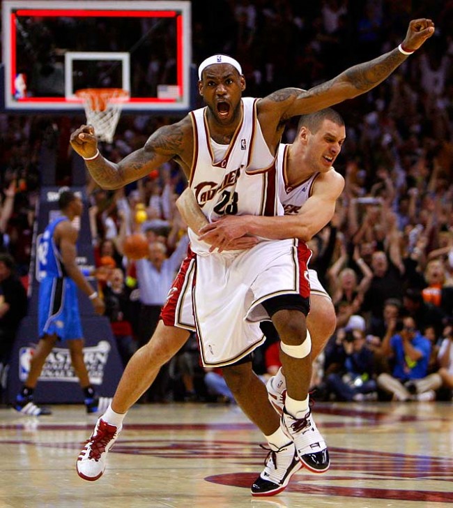 Lebron making last second shot in playoffs versus Orlando Magic