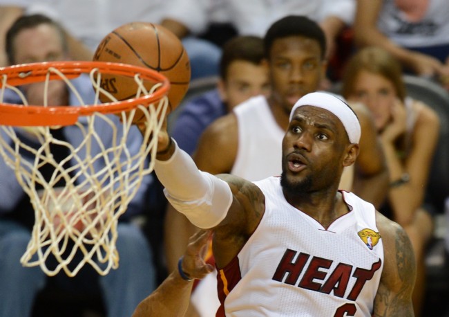 Lebron trying to make a layup in The Finals