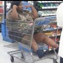 She might be just a little too big for the grocery cart