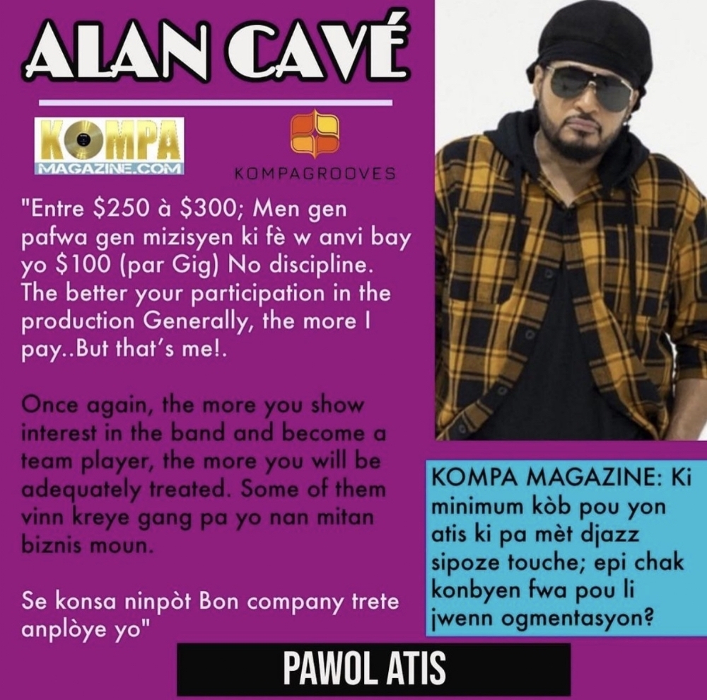 Alan Cave Said: Musicians Should Pay Get  100 US Dollars Per Gig.