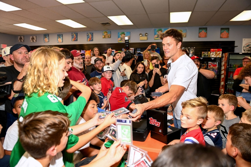 Tom Brady And Travis Scott Surprise Fans At Trading Card Event
