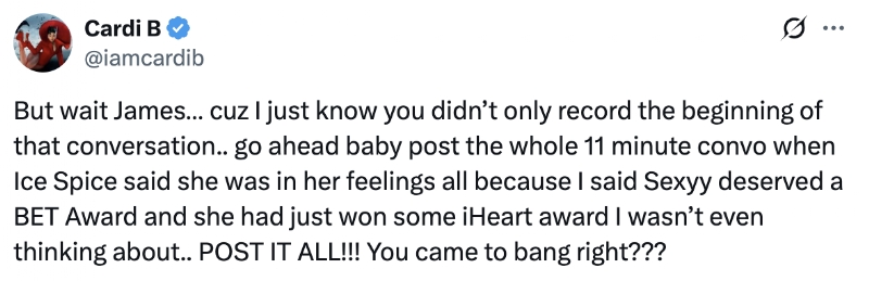 Cardi B Accuses Ice Spice Of Leaking Explosive Phone Call As Manager Denies Involvement