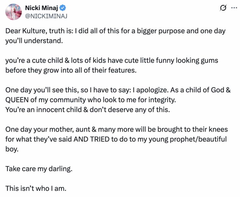 Nicki Minaj Writes Open Letter To Cardi B's Daughter, Cardi Fires Back At Minaj's Son