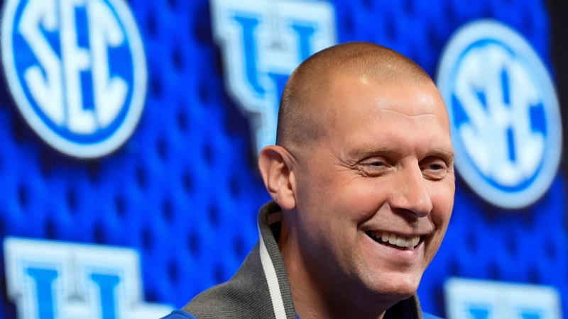 Mark Pope, Kentucky Wildcats at SEC basketball tipoff. Live updates from Birmingham event