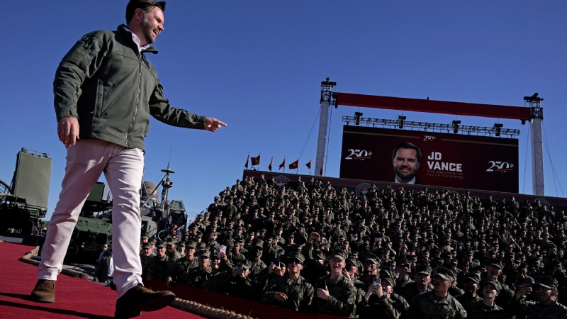 Vance Flexes the Marines' Might as Thousands Protest Trump's Agenda
