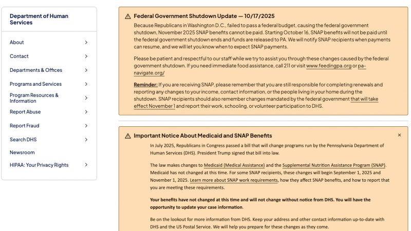 Some States With Democratic Governors Are Posting Partisan Shutdown Messages on Official Websites
