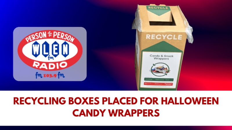Recycling boxes placed for Halloween candy wrappers