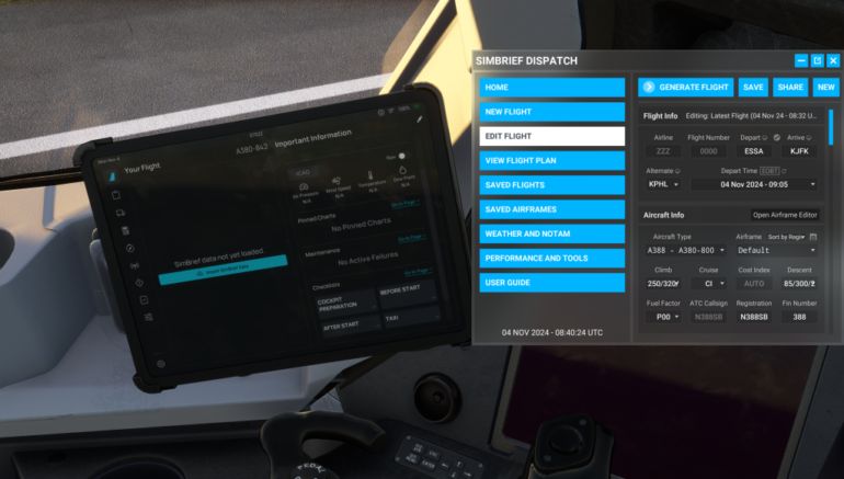 SimBrief Flight Planning Now Directly Integrated into Microsoft Flight Simulator