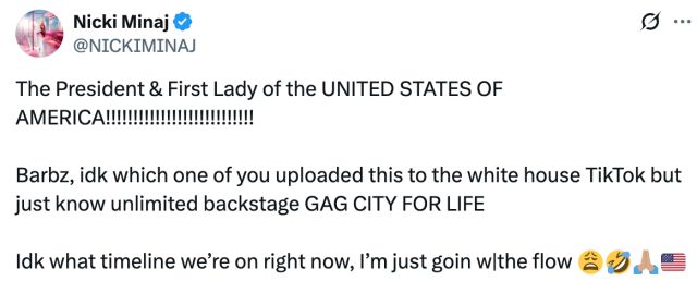Nicki Minaj Sparks Controversy Reacting To Donald Trump "Beez In The Trap" White House TikTok
