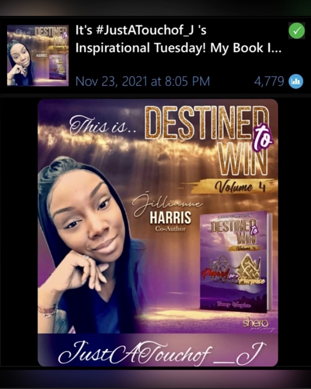 It's #JustATouchof_J 's Inspirational Tuesday! 4,779 of You? I'm So Inspired To Be Your Inspiration.