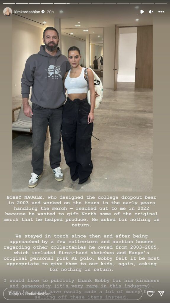 Kanye West's "College Dropout" Bear Mascot Designer Gets Sweet Thank You From Kim Kardashian
