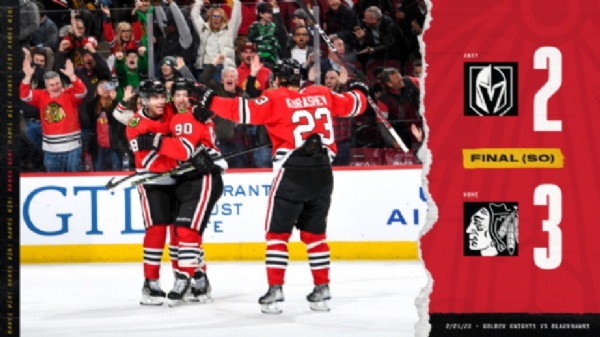 Blackhawks Beat Golden Knights in SO
