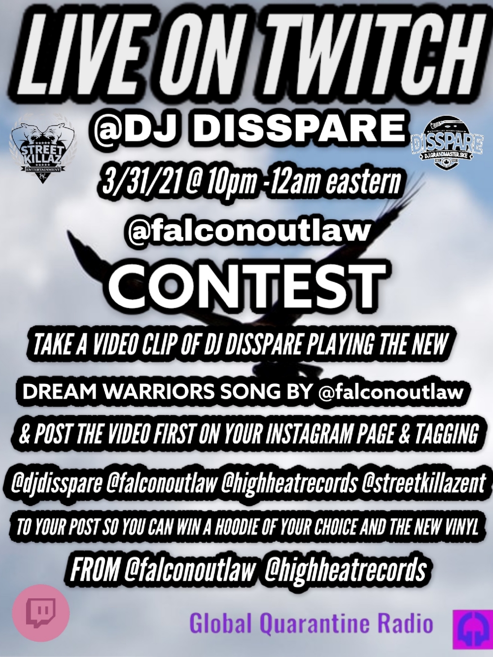 TUNE IN WEDNESDAY @10 pm eastern TO @djdisspare @gqrlive LIVE ON TWITCH