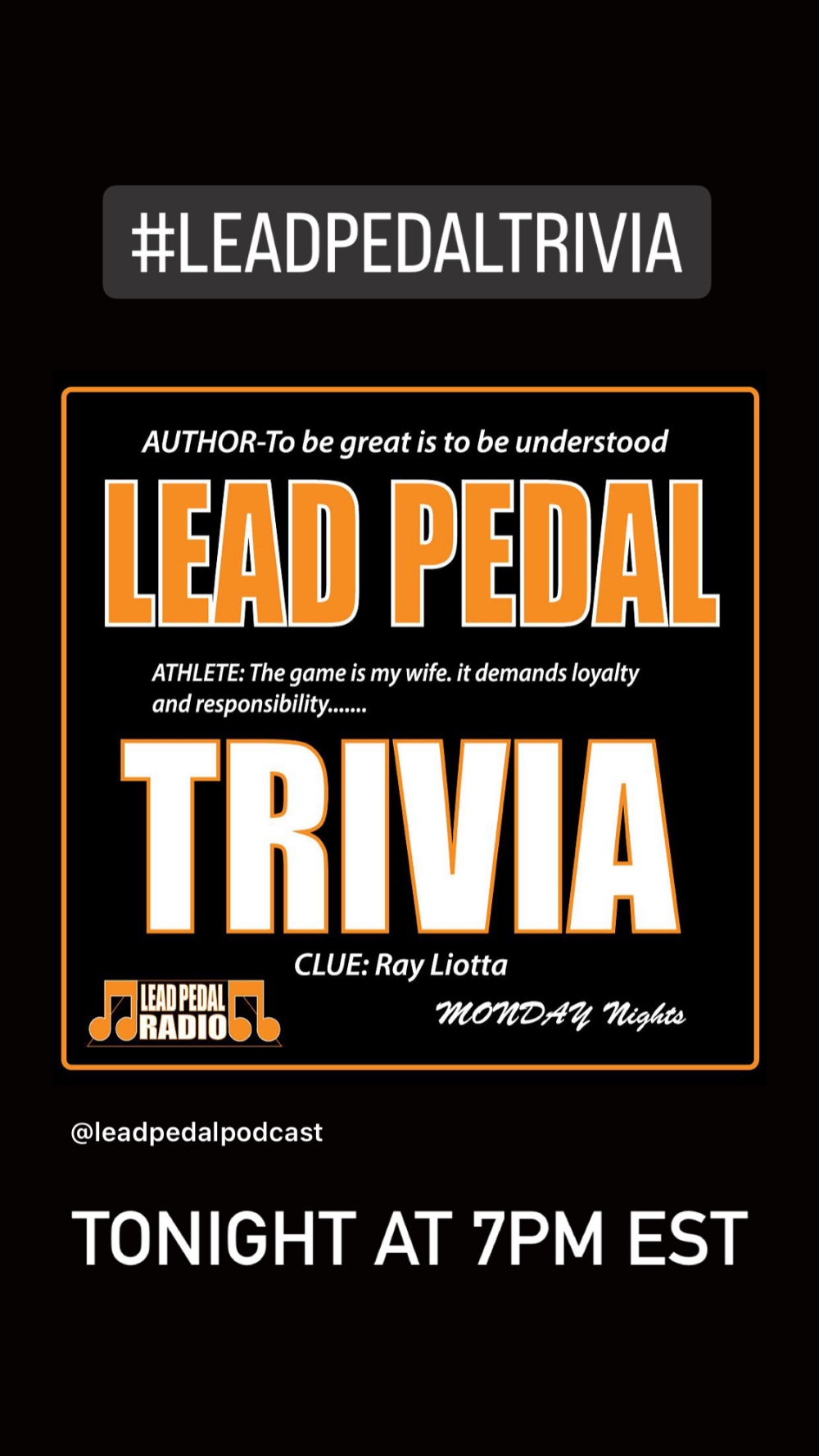 Lead Pedal Trivia-Monday At 7:00PM