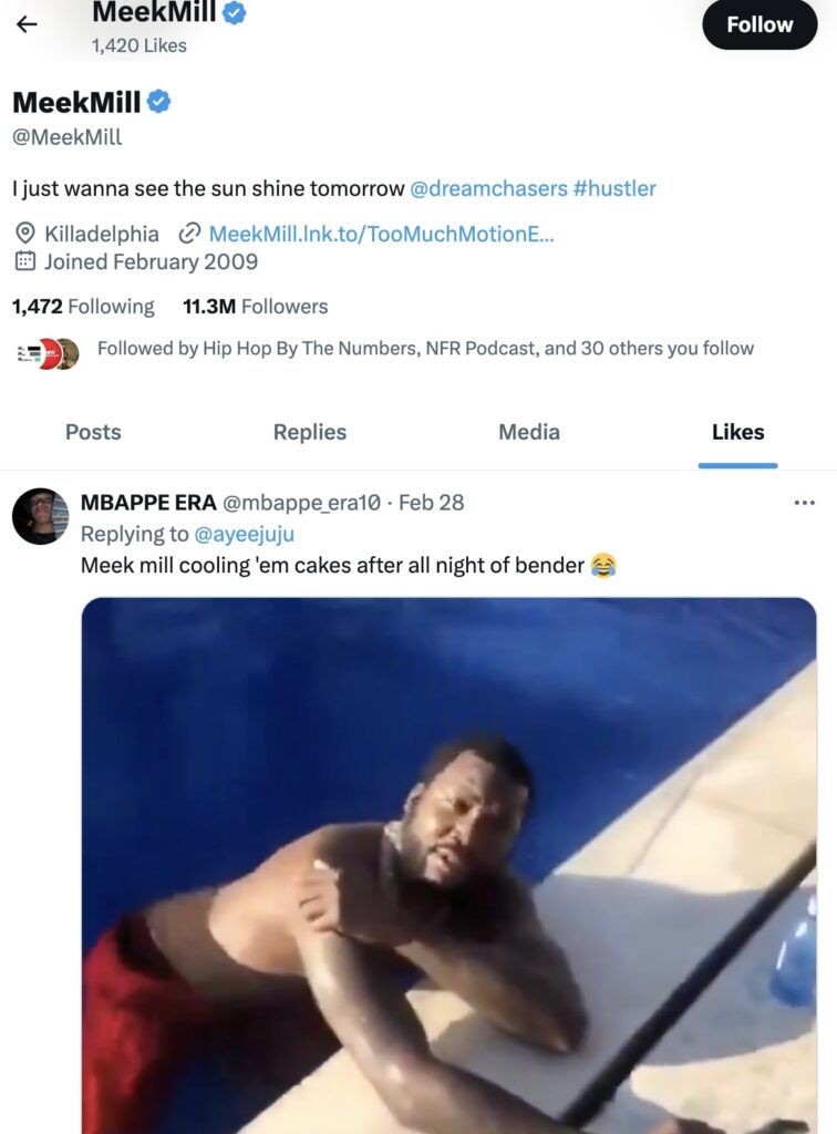 Meek Mill's Latest Twitter Like Has Fans Raising Their Eyebrows