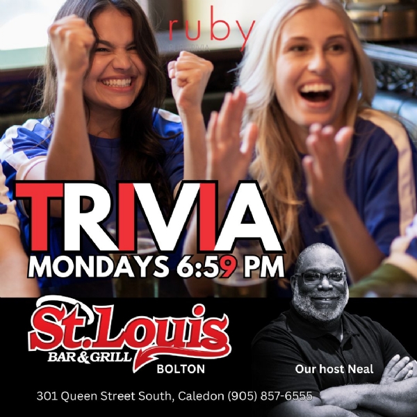 MONDAY - RUBY PUB TRIVIA  AT ST.LOUIS BAR & GRILL BOLTON