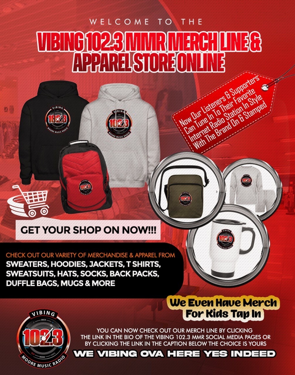 Get Fitted w/ Vibing 102.3 & Check Out The Merch!