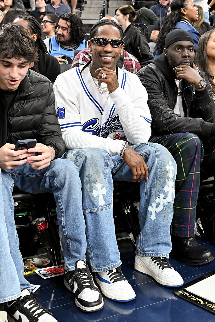 Travis Scott Rocks New Air Jordan 1 Low Collaboration To Clippers Game