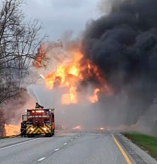 Truck hauling oil bursts into flames on I-65 in Jasper County
