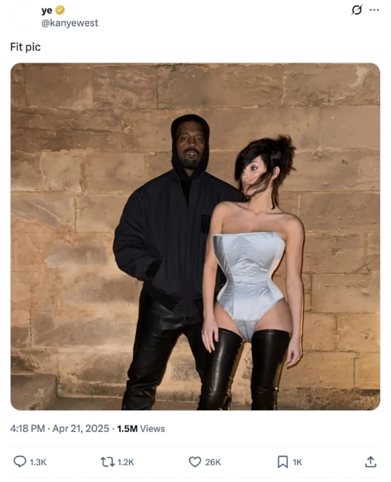 Kanye West Continues To Dispel Bianca Censori Divorce Rumors With A "Fit Pic"