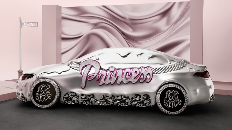 Ice Spice Unveils Custom Molten Chrome Mercedes-Benz CLA