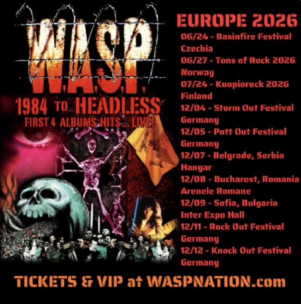 W.A.S.P. Announce Ten European "1984 To Headless" 2026 Shows