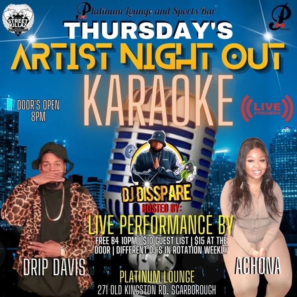 TOMORROW NIGHT!!!! . ARTIST NIGHT OUT KARAOKE THURSDAY'S( Each & Every Thursday )  May 4th