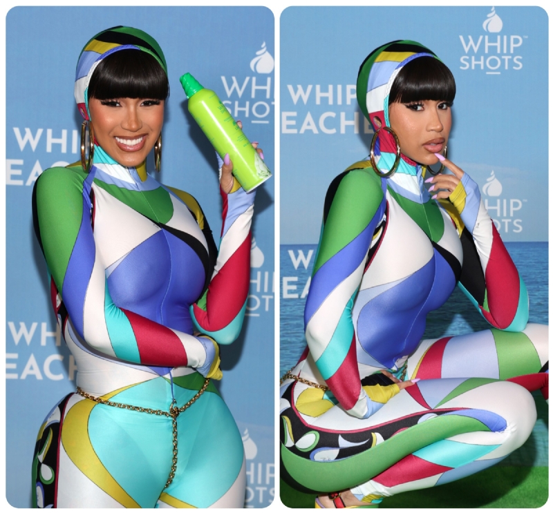 Cardi B Flaunts Her Belcalis Baaaaaawdy In A Colorful Catsuit For The Launch Of New Whipshots Lime