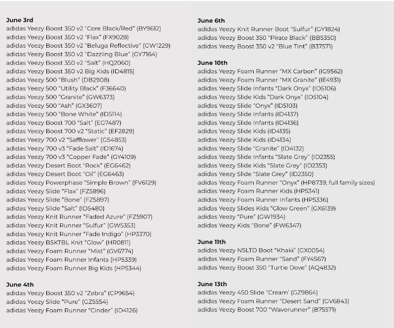 Release Information for Adidas Yeezy Day 2024 Restock