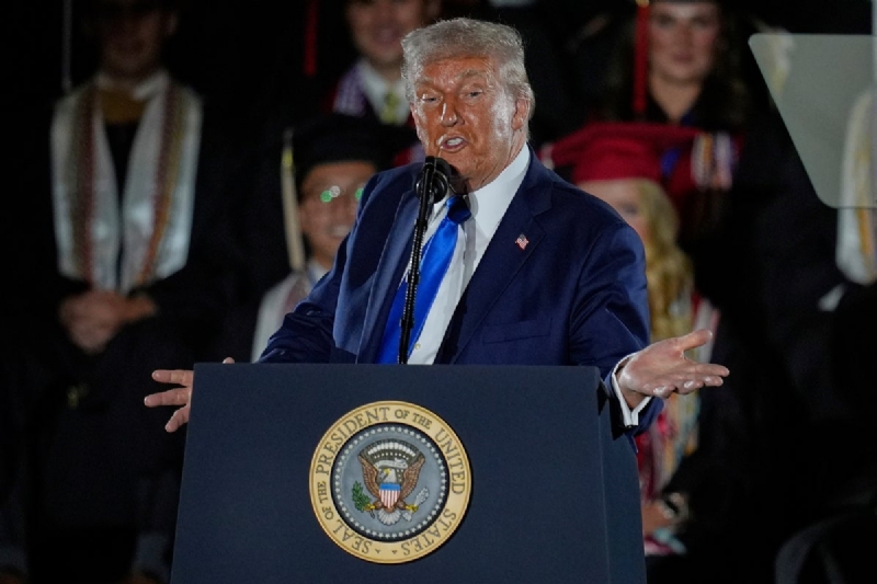 Trump on the stump again at commencement with rambling stories and trans slams