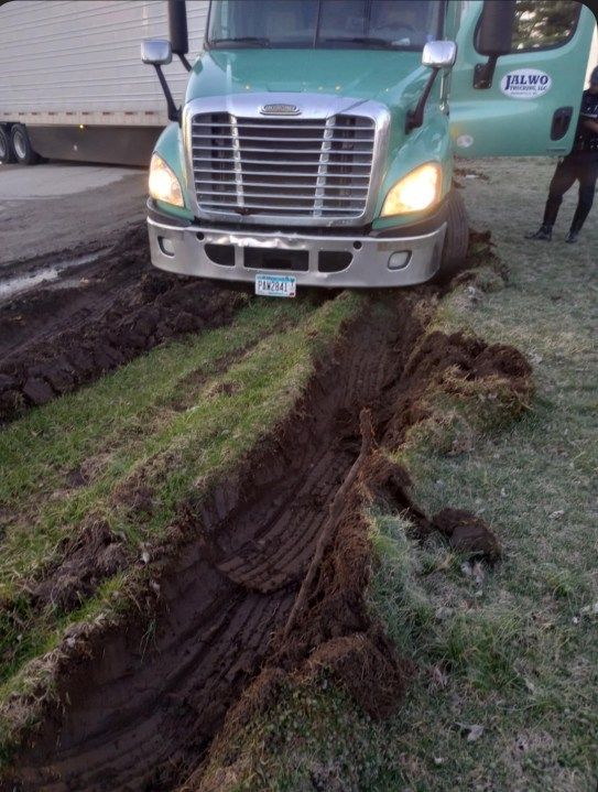 Trucks making wrong turns tear up yards on southwest side