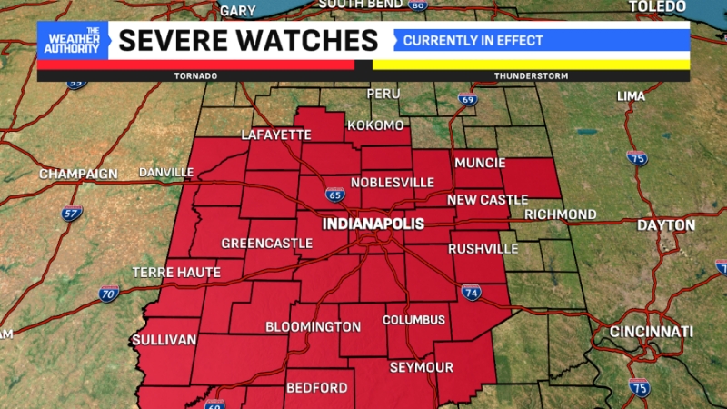Tornado watch in effect for central Indiana